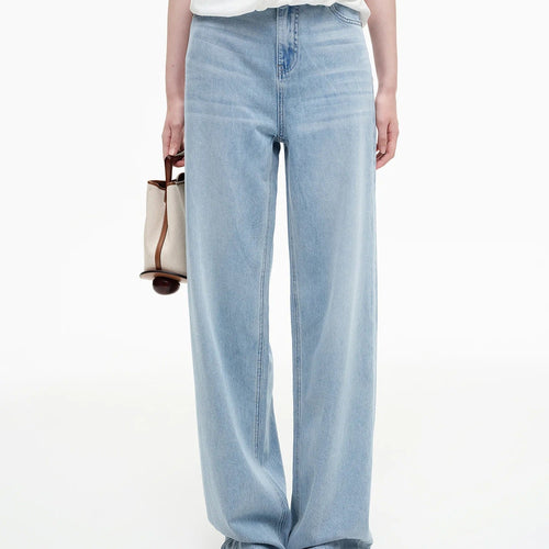Light Wash Wide Leg Jeans With A Fluid Drape