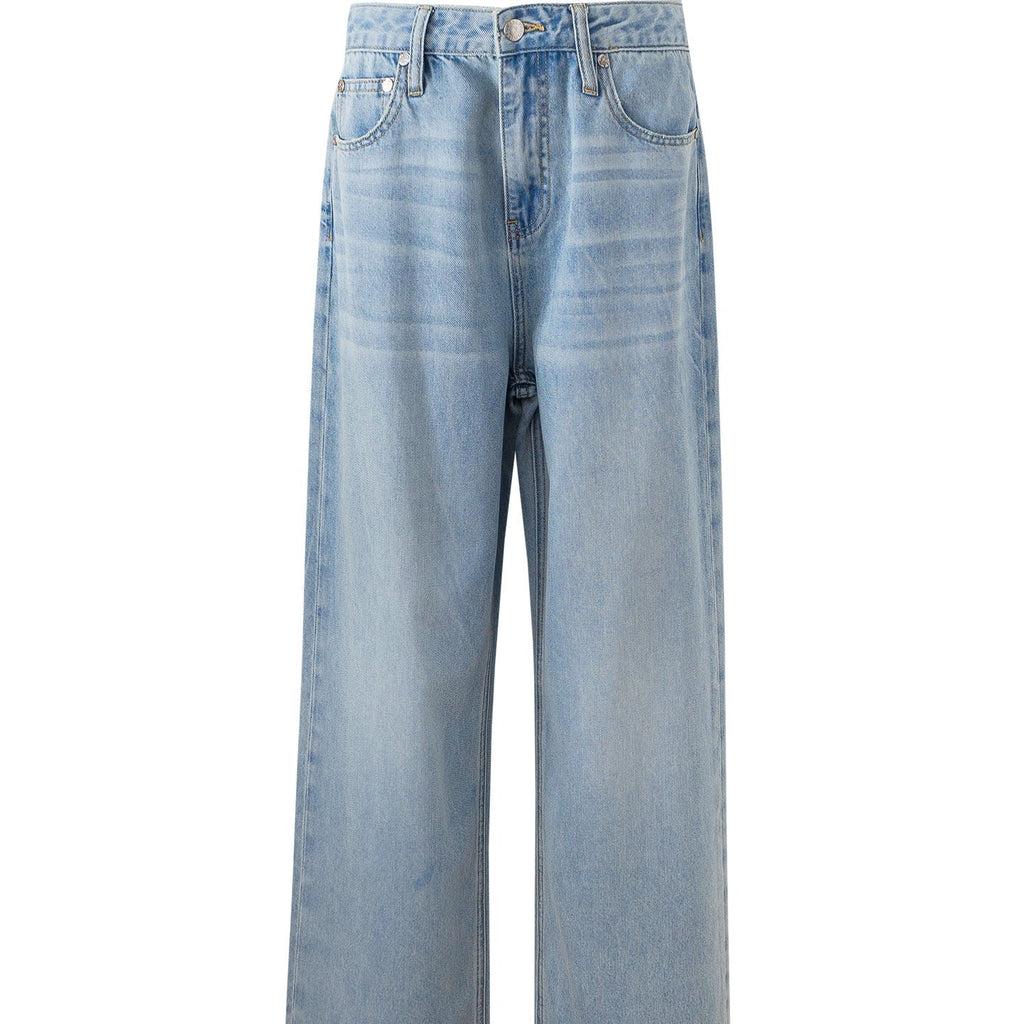 Light Wash Wide Leg Jeans With A Fluid Drape