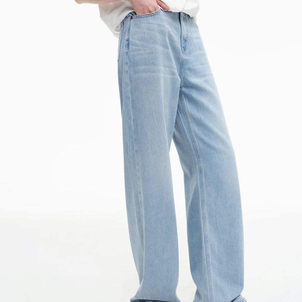 Light Wash Wide Leg Jeans With A Fluid Drape
