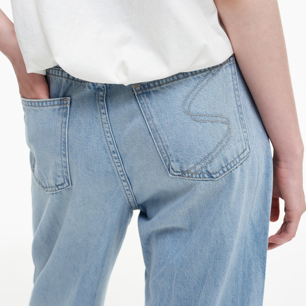 Light Wash Wide Leg Jeans With A Fluid Drape