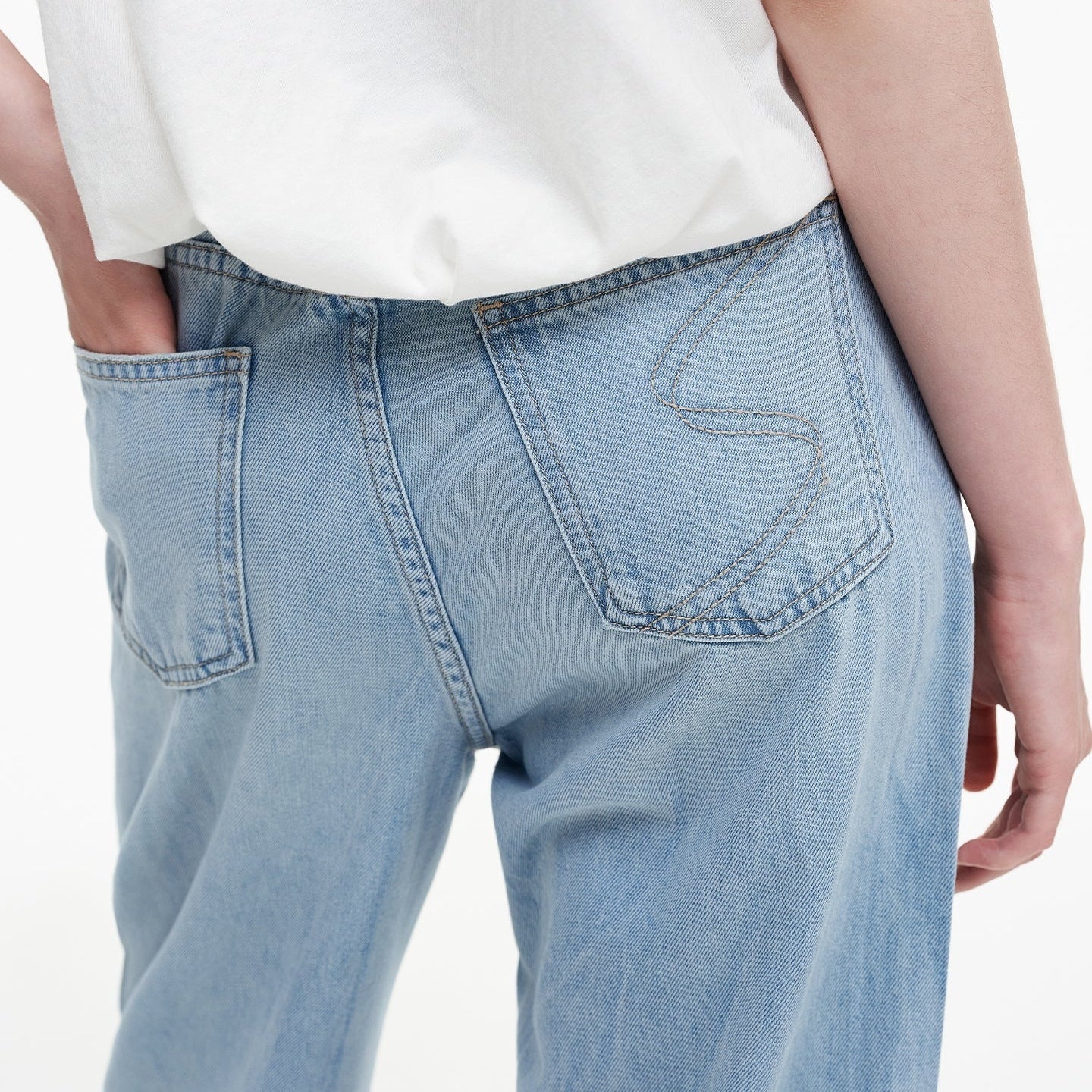 Light Wash Wide Leg Jeans With A Fluid Drape