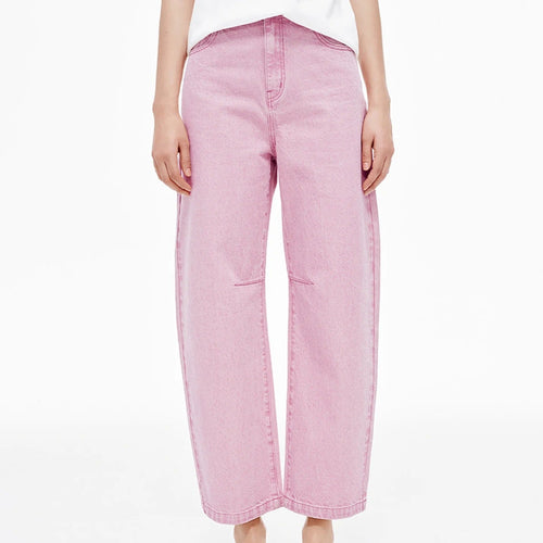 Pink Washed Loose Fit Straight Leg Jeans