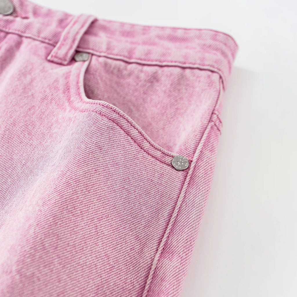 Pink Washed Loose Fit Straight Leg Jeans