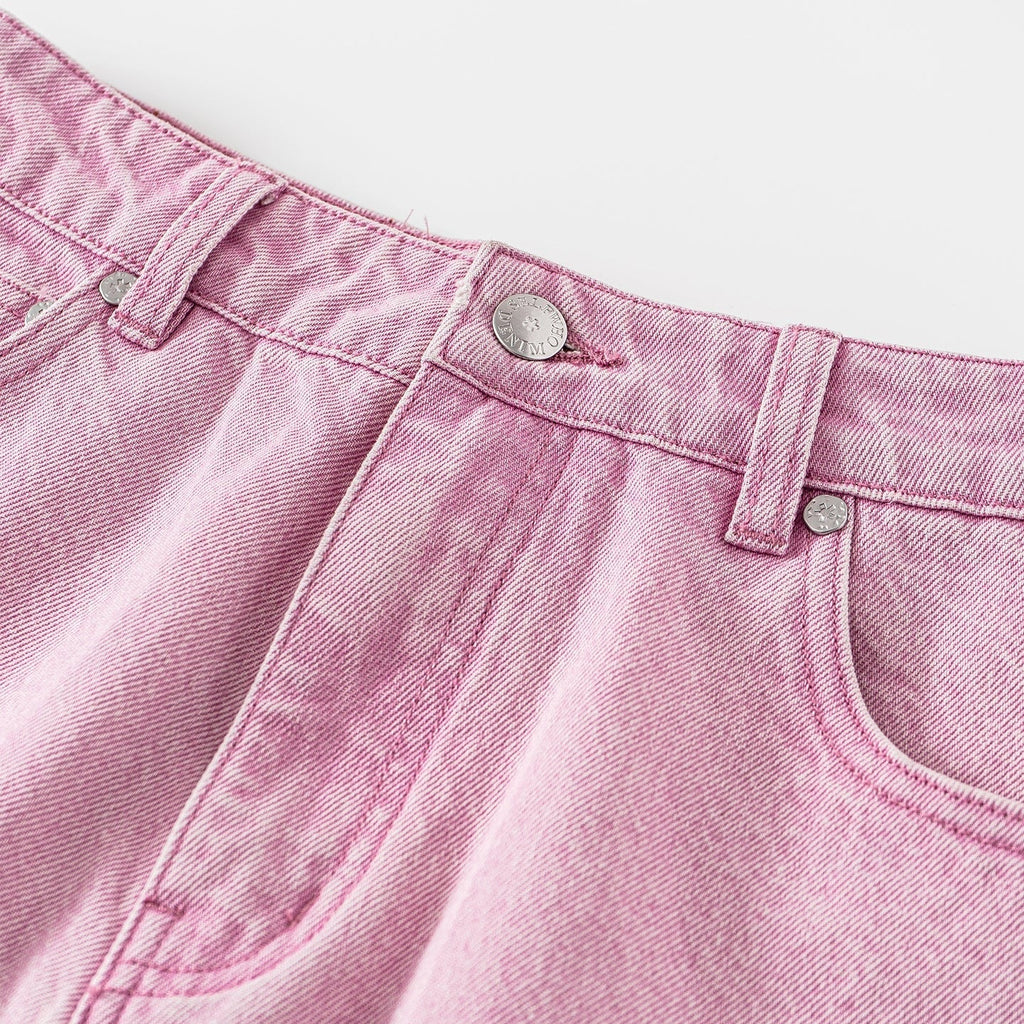 Pink Washed Loose Fit Straight Leg Jeans