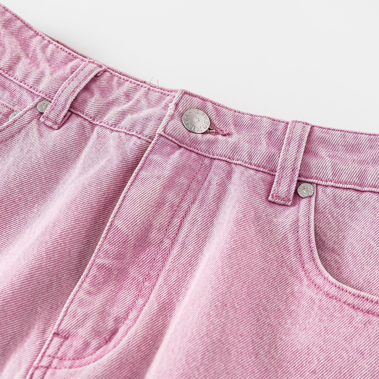Pink Washed Loose Fit Straight Leg Jeans