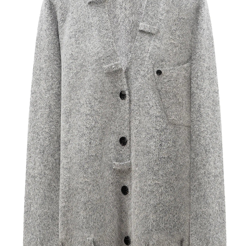Relaxed Fit Mohair Blend Cardigan With A Collar