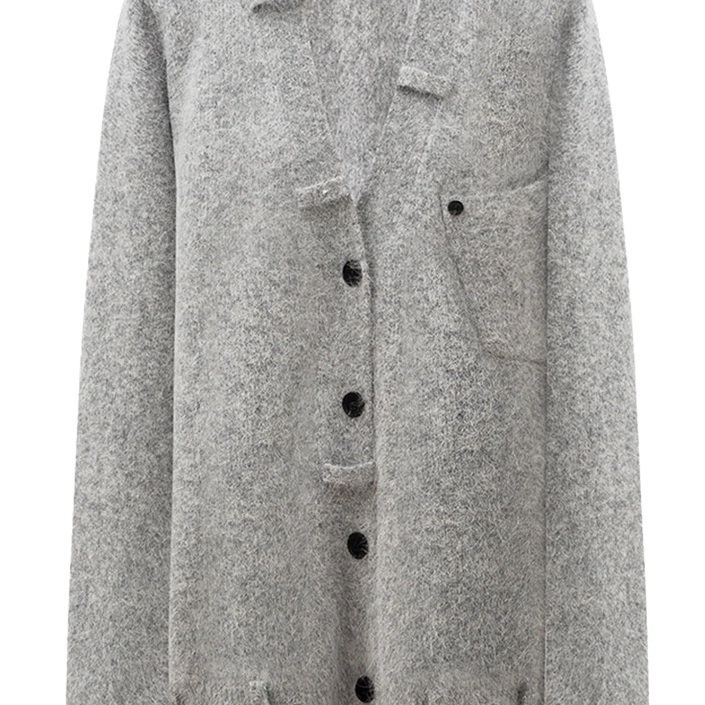 Relaxed Fit Mohair Blend Cardigan With A Collar