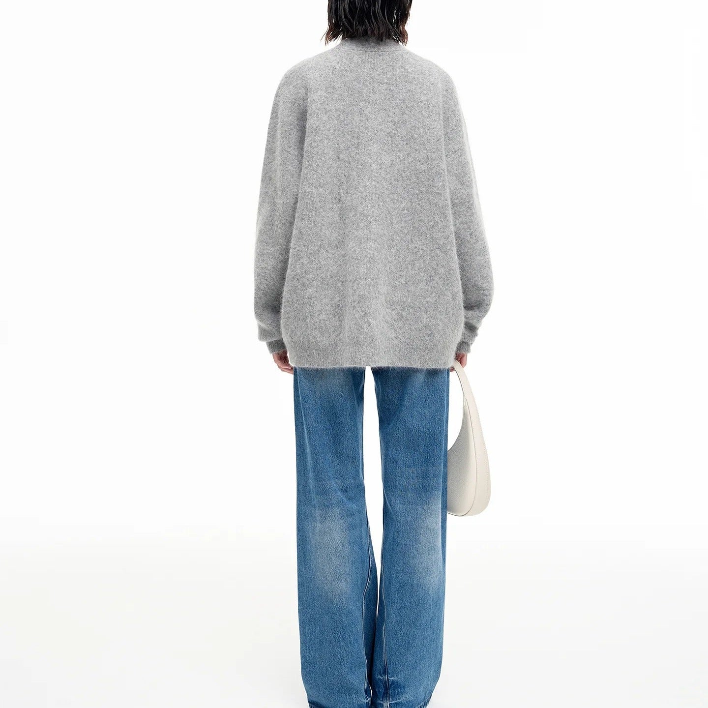 Relaxed Fit Mohair Blend Cardigan With A Collar