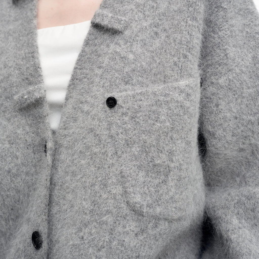 Relaxed Fit Mohair Blend Cardigan With A Collar