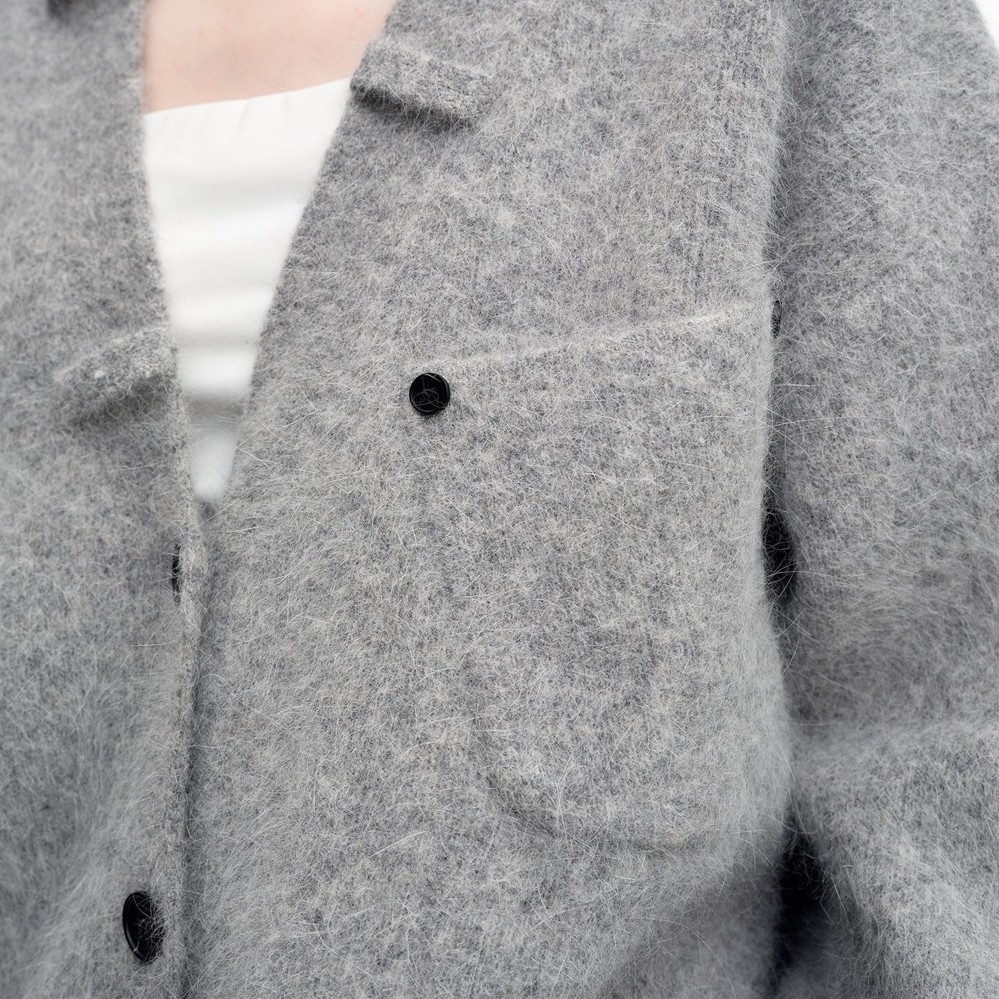 Relaxed Fit Mohair Blend Cardigan With A Collar