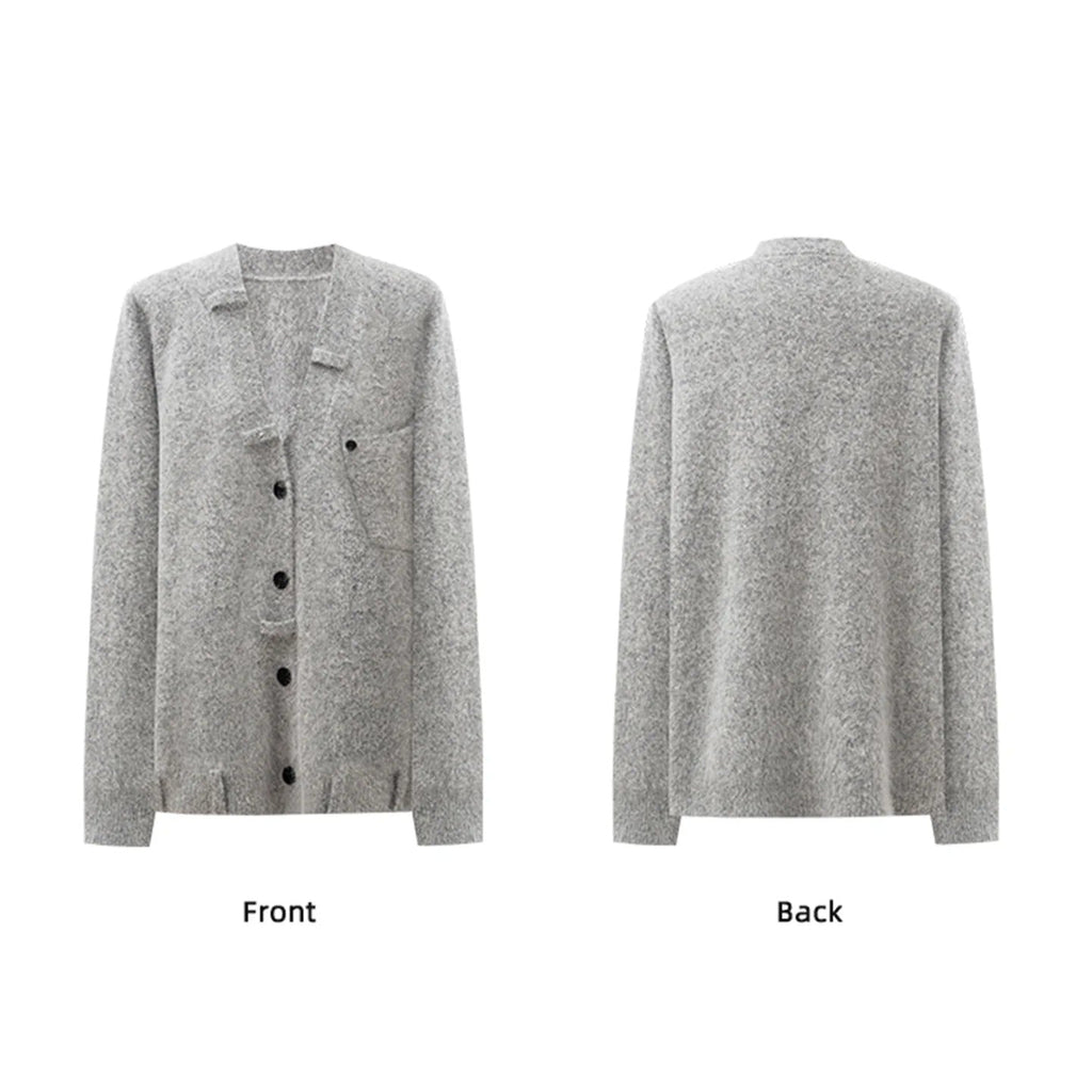 Relaxed Fit Mohair Blend Cardigan With A Collar