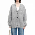 Relaxed Fit Mohair Blend Cardigan With A Collar
