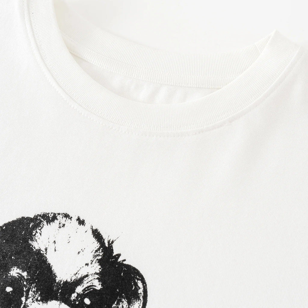 Retro Puppy Print Short Sleeve T Shirt