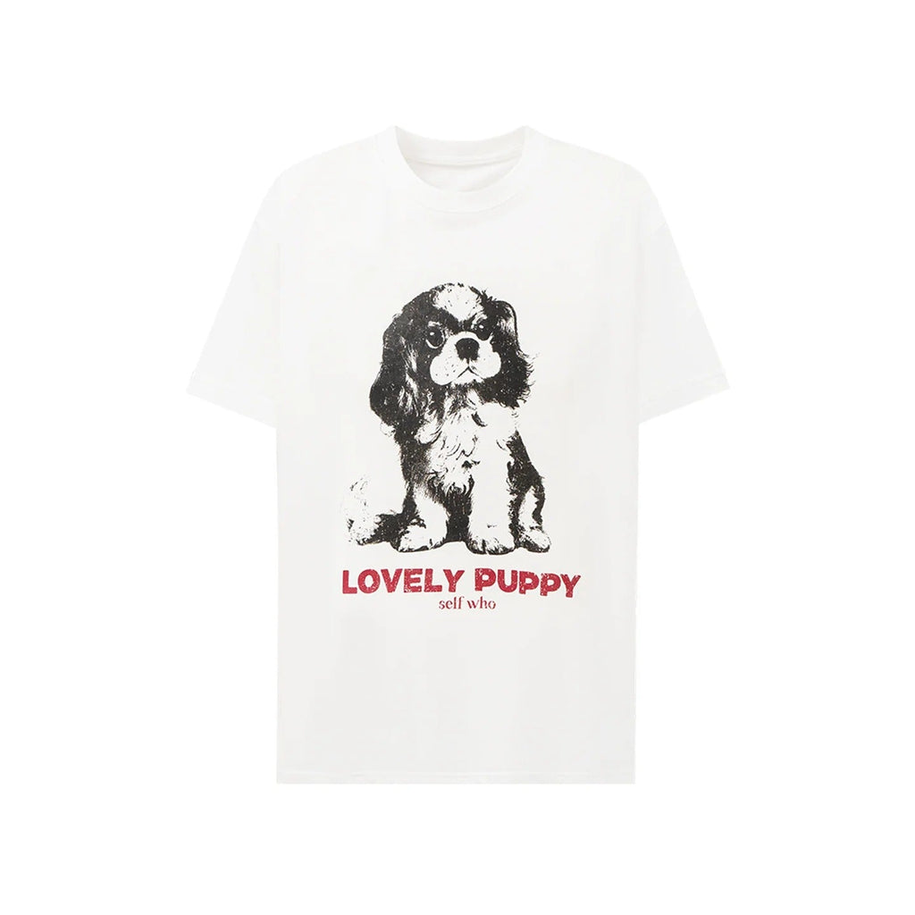 Retro Puppy Print Short Sleeve T Shirt