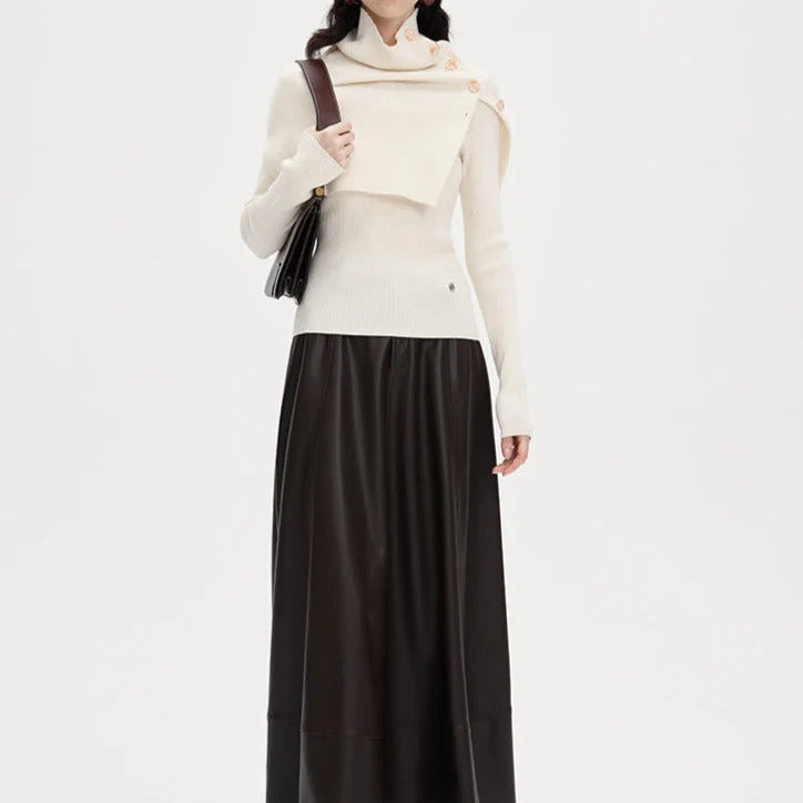 Slim Fit Knit Top With Detachable Collar