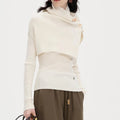 Slim Fit Knit Top With Detachable Collar