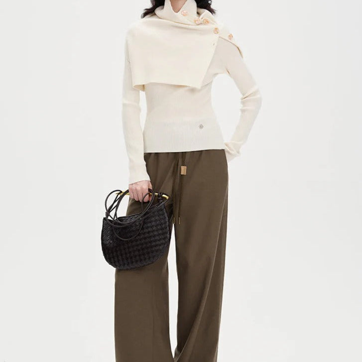 Slim Fit Knit Top With Detachable Collar