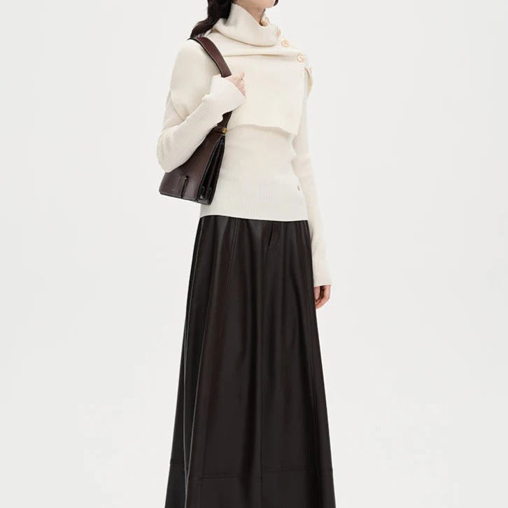 Slim Fit Knit Top With Detachable Collar