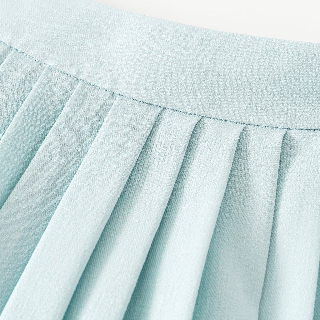 TwoPiece Set V Neck Top And Pleated Maxi Skirt