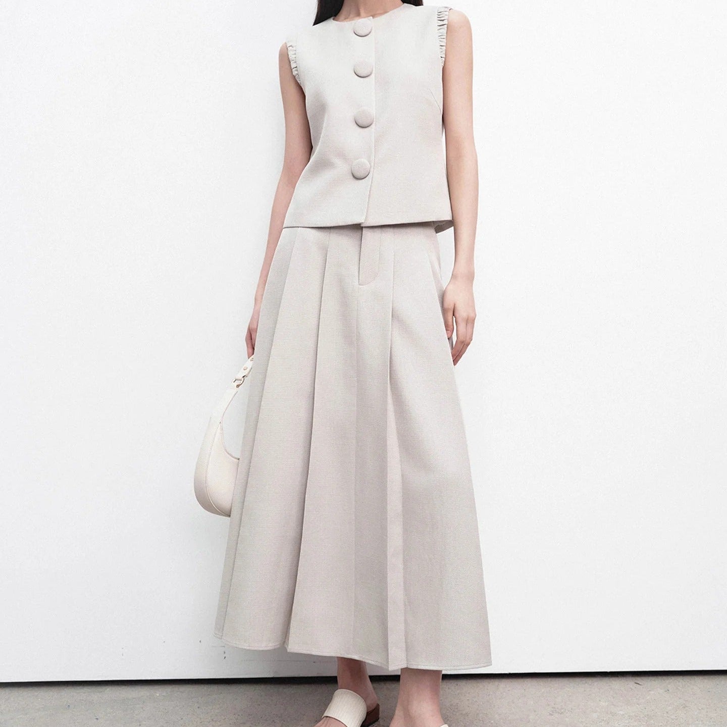 Two Piece Pleated Maxi Skirt Set