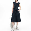 Two Piece Set Pleated Sleeveless Top And Skirt