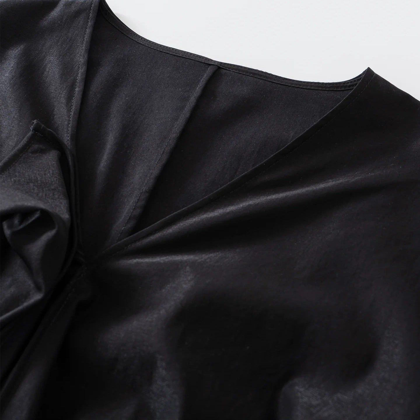 V Neck Twist Front Puff Sleeve Dress
