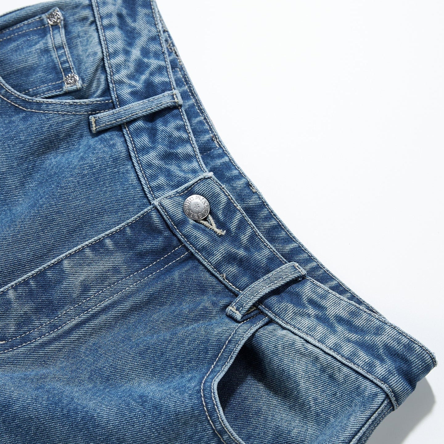 Vintage Wash Blue Wide Leg Jeans